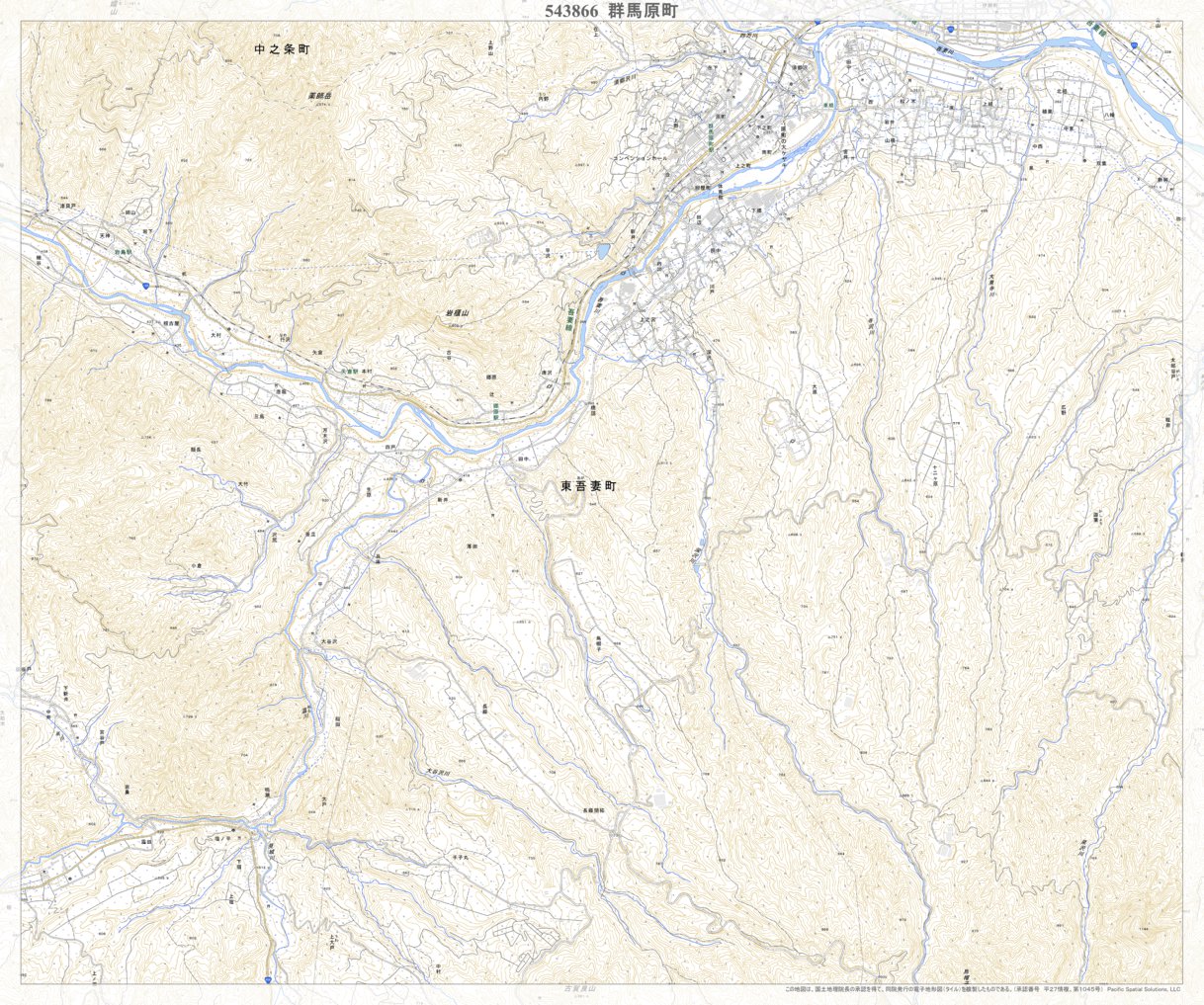 543866 群馬原町 （ぐんまはらまち Gummaharamachi）, 地形図 Map by 