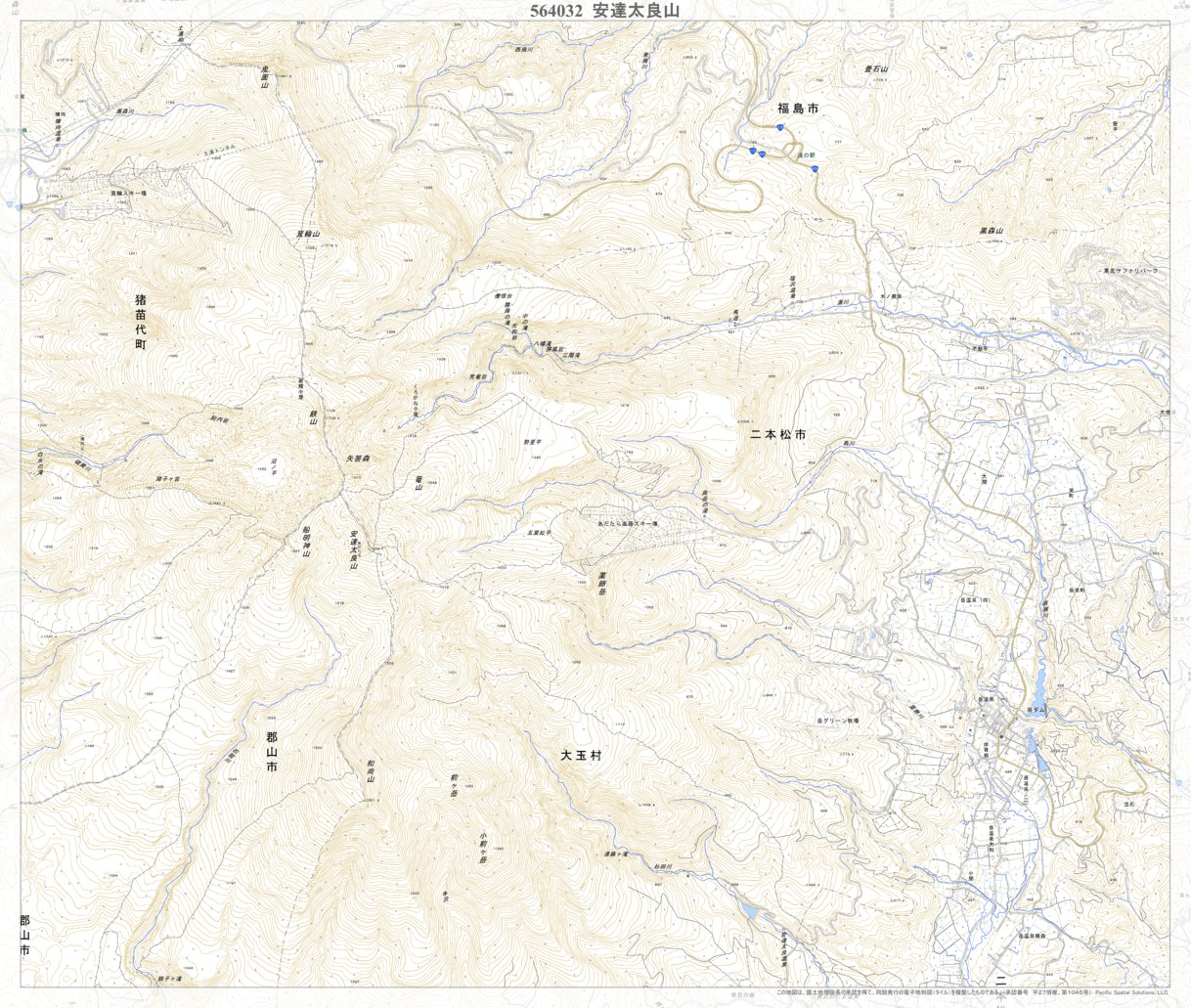 564032 安達太良山 （あだたらやま Adatarayama）, 地形図 Map by 