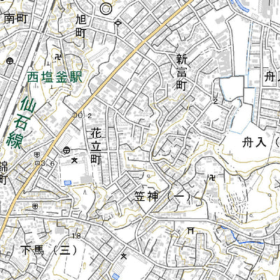 Pacific Spatial Solutions, Inc. 574130 塩竈 （しおがま Shiogama）, 地形図 digital map