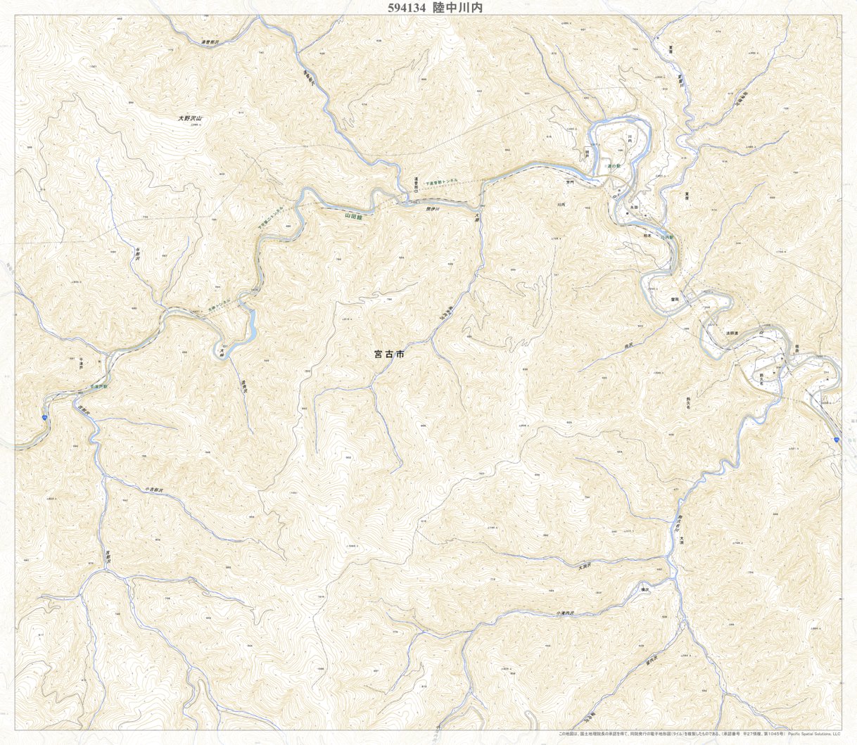 594134 陸中川内 （りくちゅうかわうち Rikuchukawauchi）, 地形図 Map