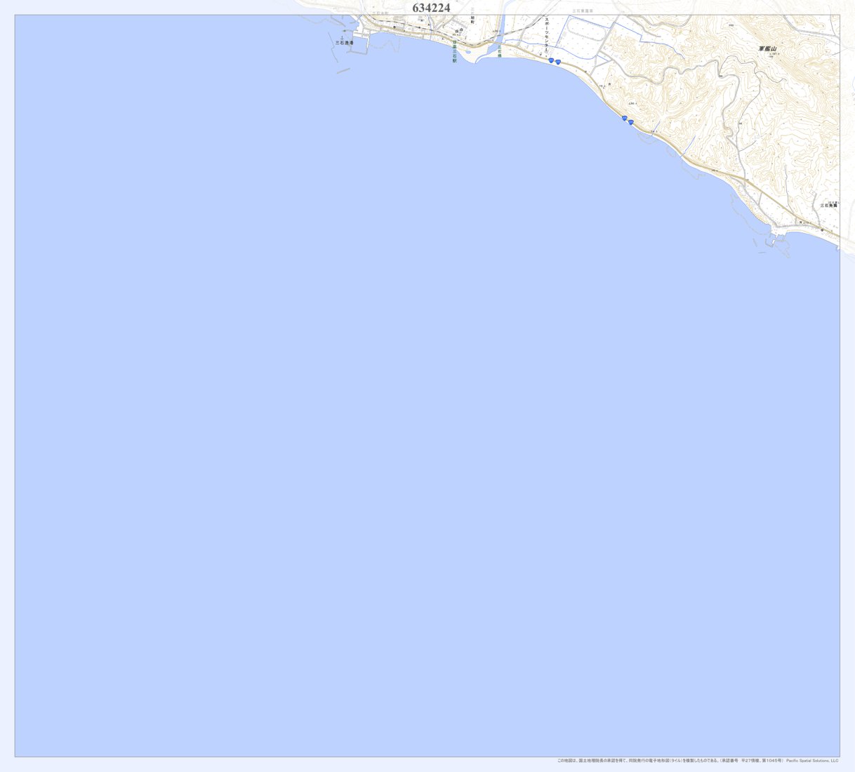 634224 三石 （みついし Mitsuishi）, 地形図 Map by Pacific Spatial