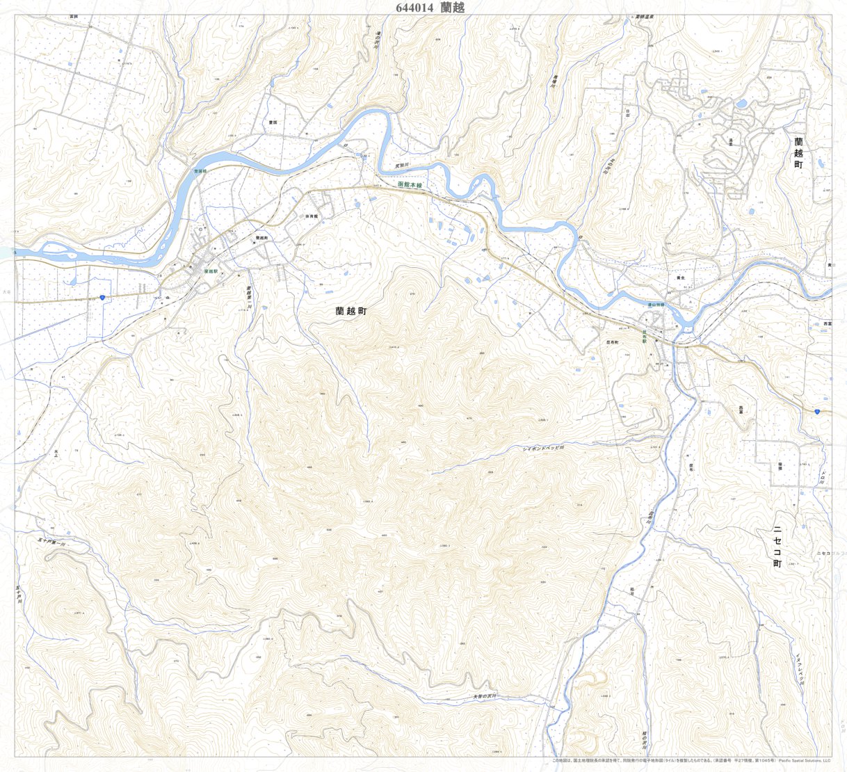 644014 蘭越 （らんこし Rankoshi）, 地形図 Map by Pacific Spatial
