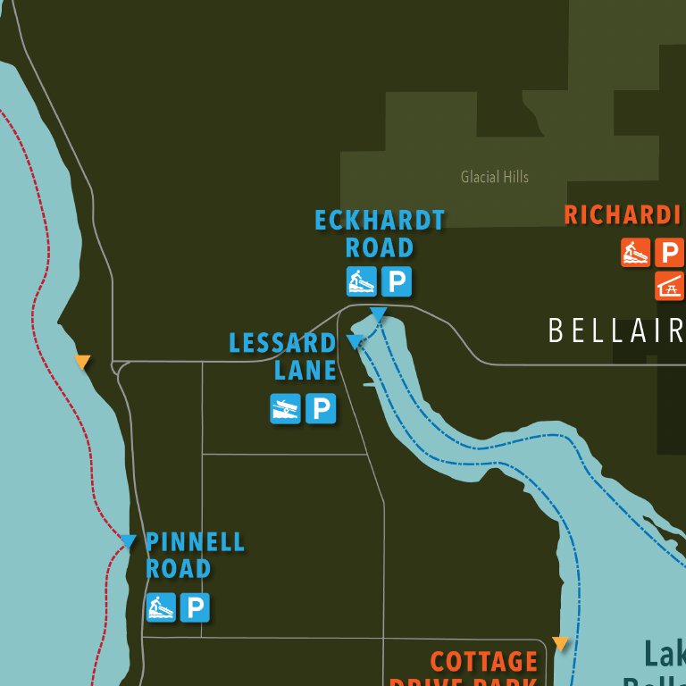 Chain Of Lakes Water Trail Map by Paddle Antrim Avenza Maps