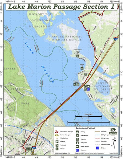 Palmetto Conservation Foundation Lake Marion Passage (Section 1) of the Palmetto Trail digital map