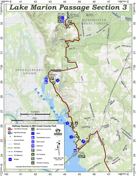 Lake Marion Passage (Section 3) of the Palmetto Trail Map by Palmetto ...