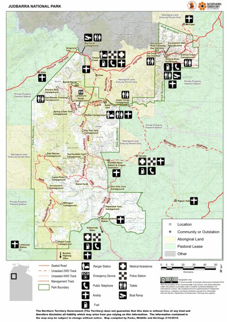 Judbarra / Gregory National Park Map by Parks and Wildlife Commission ...