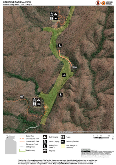 Litchfield National Park - Central Valley Walks - Trail 1 - Campground 1 to 2 - Map 1 Preview 1