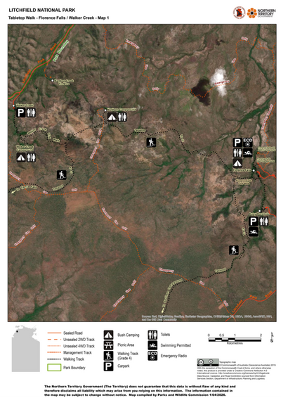Litchfield National Park - Tabletop Walk - Florence Falls to Walker Creek - Map 1 Preview 1