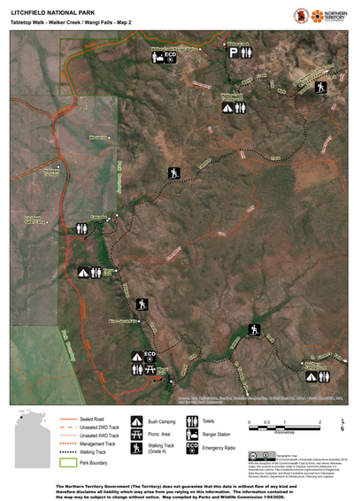 Litchfield National Park - Tabletop Walk - Walker Creek to Wangi Falls - Map 2 Preview 1