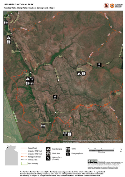 Litchfield National Park - Tabletop Walk - Wangi Falls to Southern Campground - Map 3 Preview 1
