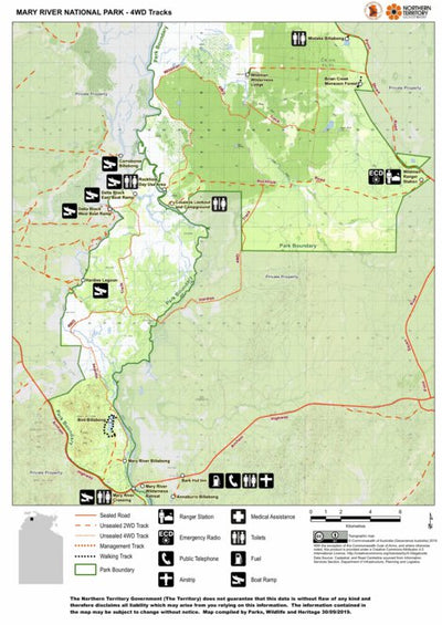 Parks and Wildlife Commission of the Northern Territory. Northern Territory Government Mary River National Park - 4WD Tracks digital map