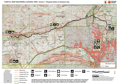 Parks and Wildlife Commission of the Northern Territory. Northern Territory Government Tjoritja / West MacDonnell National Park – Larapinta Trail – Section 1 digital map