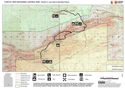 Parks and Wildlife Commission of the Northern Territory. Northern Territory Government Tjoritja / West MacDonnell National Park – Larapinta Trail – Section 3 digital map