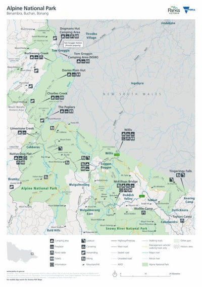 Parks Victoria Alpine National Park Benambra Visitor Guide digital map
