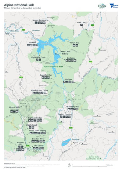 Parks Victoria Alpine National Park inset Mitta Mitta Visitor Guide digital map