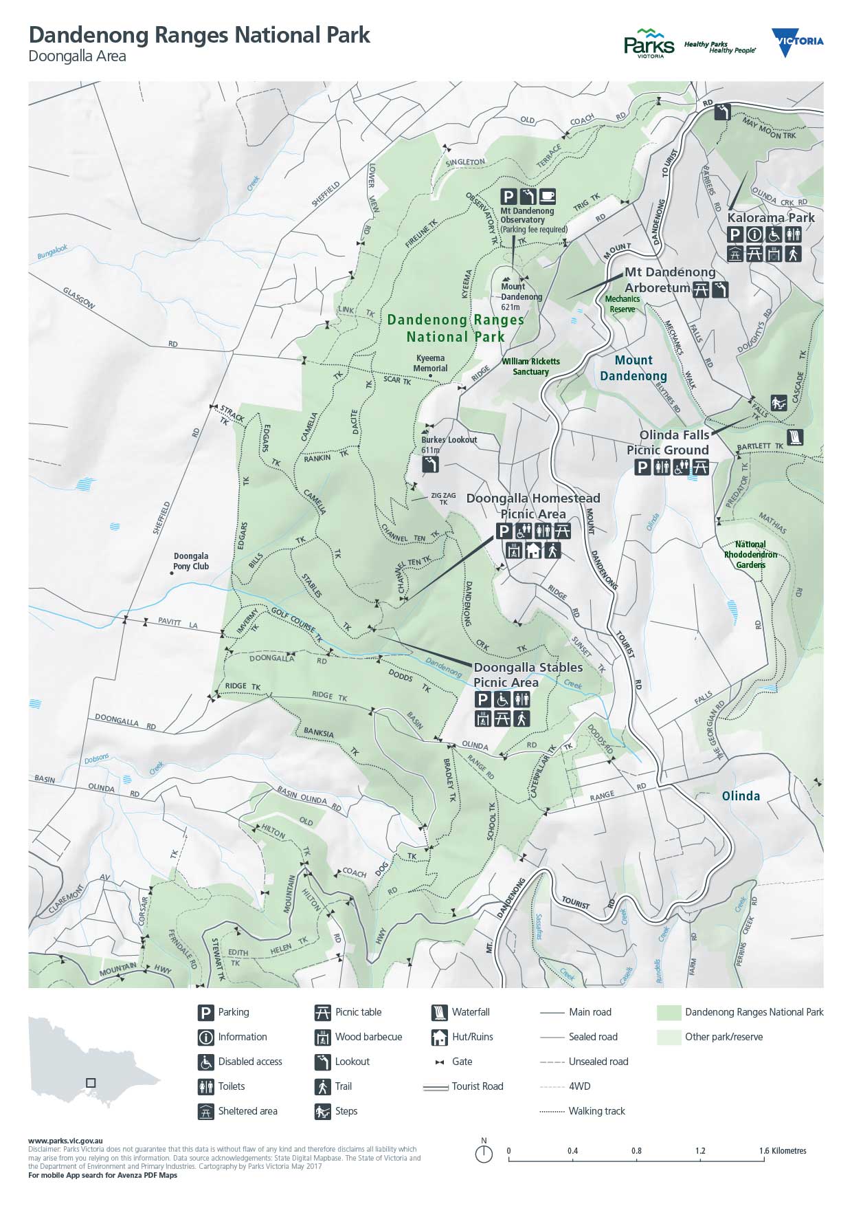 Dandenong Ranges National Park - Doongalla Map by Parks Victoria ...