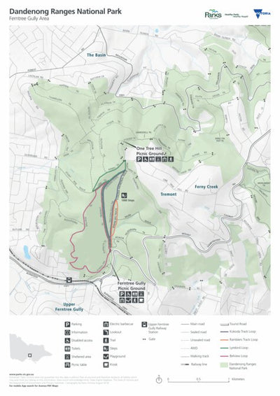 Parks Victoria Dandenong Ranges National Park - Fern Tree Gully Visitor Guide digital map