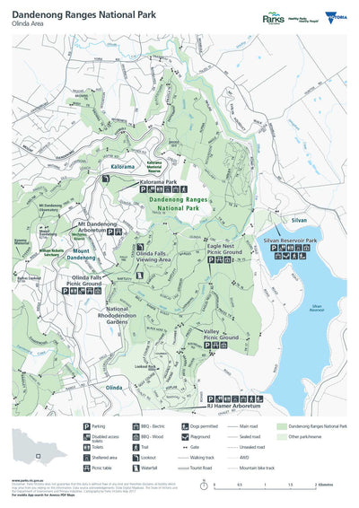 Parks Victoria Dandenong Ranges National Park - Olinda digital map