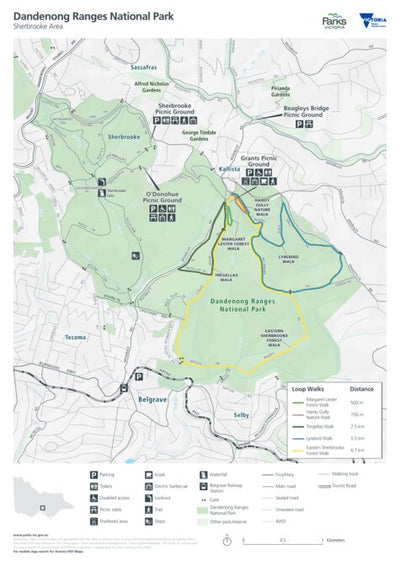 Parks Victoria Dandenong Ranges National Park - Sherbrooke Visitor Guide digital map