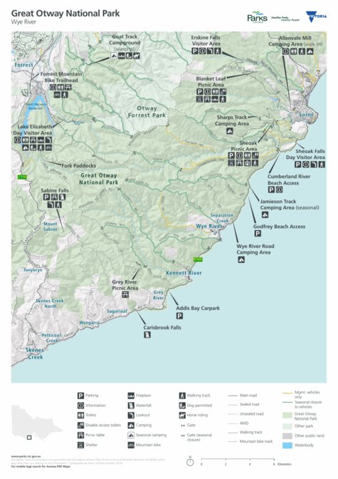 Great Otway National Park - Wye River Visitor Guide Map by Parks ...