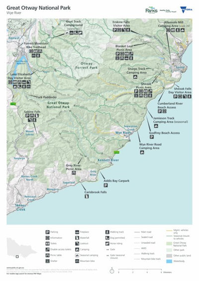 Parks Victoria Great Otway National Park - Wye River Visitor Guide digital map