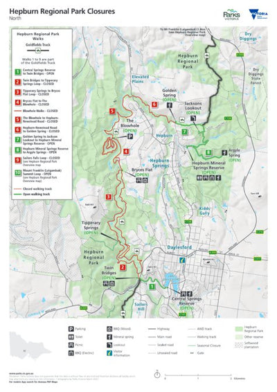 Parks Victoria Hepburn Regional Park (North) Visitor Guide digital map