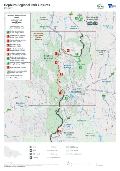 Hepburn Regional Park Visitor Guide Map by Parks Victoria | Avenza Maps