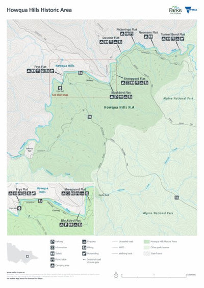 Parks Victoria Howqua Hills Historic Area Visitor Guide digital map