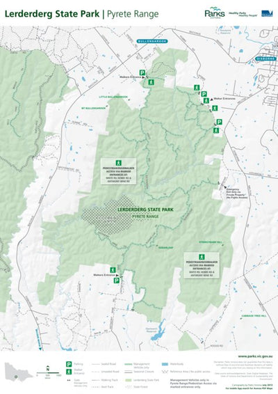 Parks Victoria Lerderderg State Park - Pyrete Range Visitor Guide digital map
