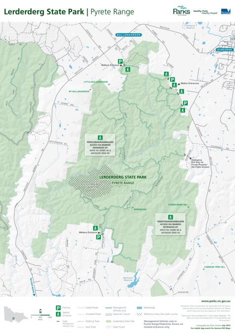 Lerderderg State Park - Pyrete Range Visitor Guide Map by Parks ...