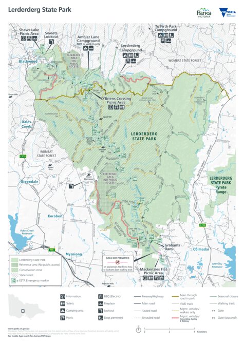 Lerderderg State Park Visitor Guide Map by Parks Victoria | Avenza Maps