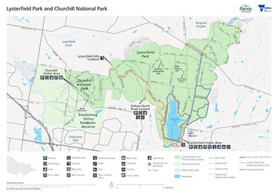 Parks Victoria Lysterfield Park and Churchill National Park Visitor Guide digital map