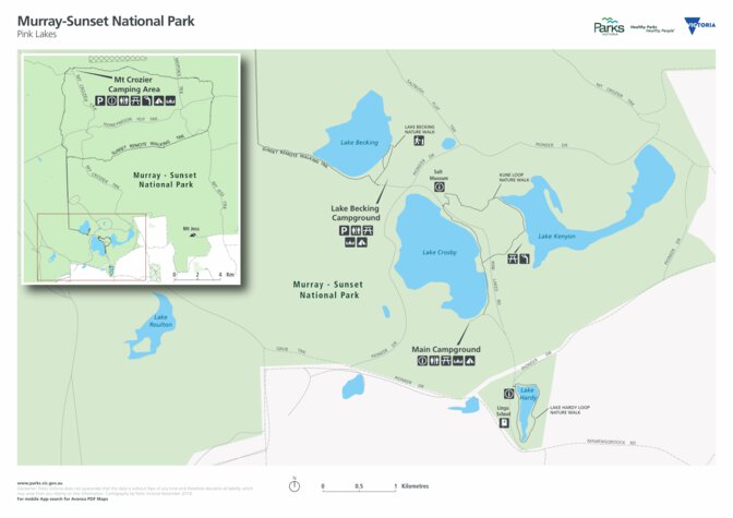 Nps Map With Inset Murray Sunset National Park Visitor Guide - Pink Lakes Inset Map by ...