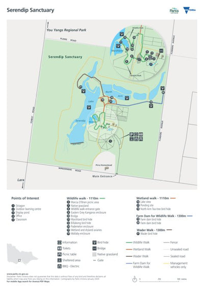 Parks Victoria Serendip Sanctuary Visitor Guide digital map