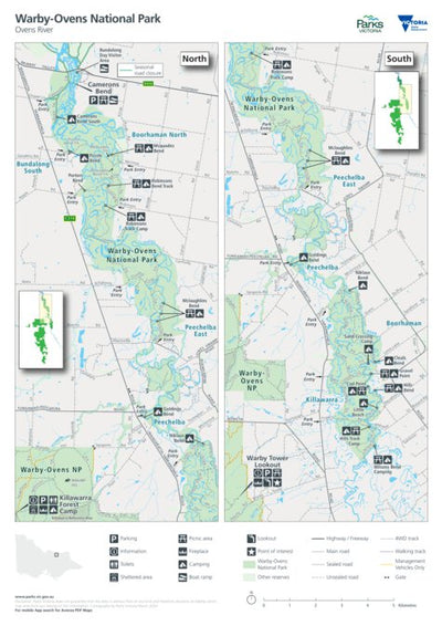 Parks Victoria Warby-Ovens National Park (Ovens River-North) Visitor Guide digital map