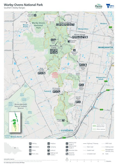 Parks Victoria Warby-Ovens National Park (Southern Warby Ranges) Visitor Guide digital map