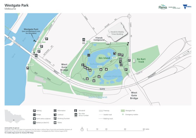 Wheelgate Map Westgate Park Visitor Guide Map by Parks Victoria | Avenza Maps
