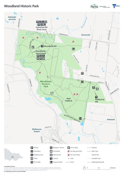 Parks Victoria Woodlands Historic Park Visitor Guide digital map