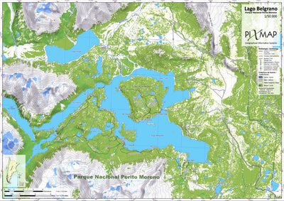 Pixmap Cartografía Digital Belgrano Peninsula - Parque Nacional Perito Moreno 1/50.000 digital map