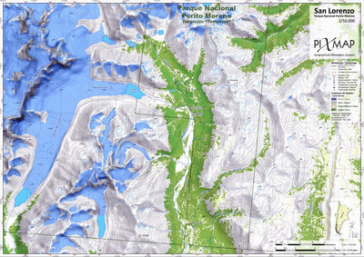 Pixmap Cartografía Digital Monte San Lorenzo - Parque Nacional Perito Moreno - From Argentina1/50.000 digital map