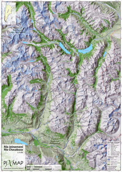 Pixmap Cartografía Digital Reserva Nacional Jeinemeni - Parque Nacional Patagonia 1/75.000 digital map