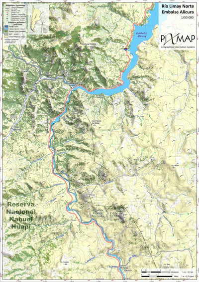 Pixmap Cartografía Digital Río Limay Norte - Villa Llanquín to Embalse Alicura - 1/50.000 digital map