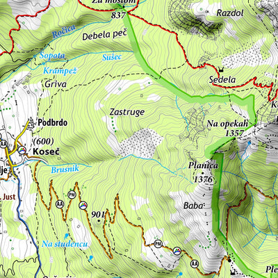 Planinska zveza Slovenije Krnsko pogorje 1:25.000 PZS digital map
