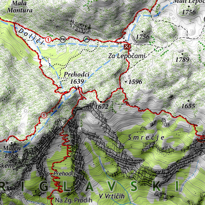Planinska zveza Slovenije Krnsko pogorje 1:25.000 PZS digital map