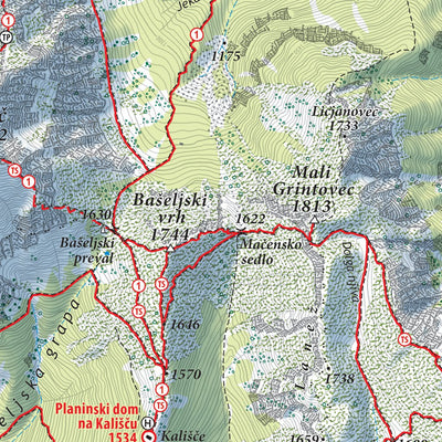 Planinska zveza Slovenije Storžič and Košuta East 1:25.000 PZS digital map