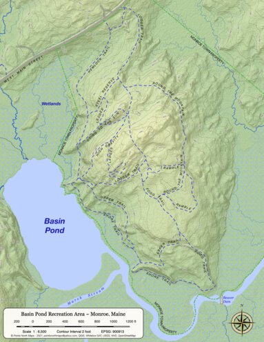 Points North Maps Basin Pond Mtn. Bike Map - Monroe, Maine digital map