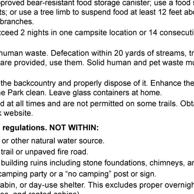 Shenandoah National Park Central District Map 10 Back (v23.2) Preview 2