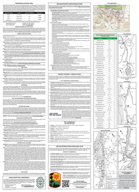 Shenandoah National Park South District Map Back Preview 1