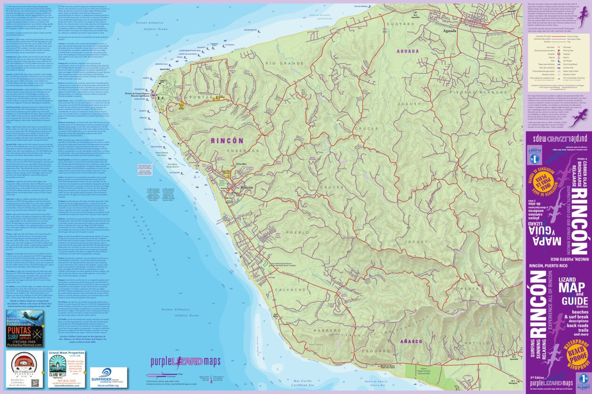 Puerto Rico Rigon's Now Maps Rincon Puerto Rico Purple Lizard Map by Purple Lizard Maps | Avenza Maps