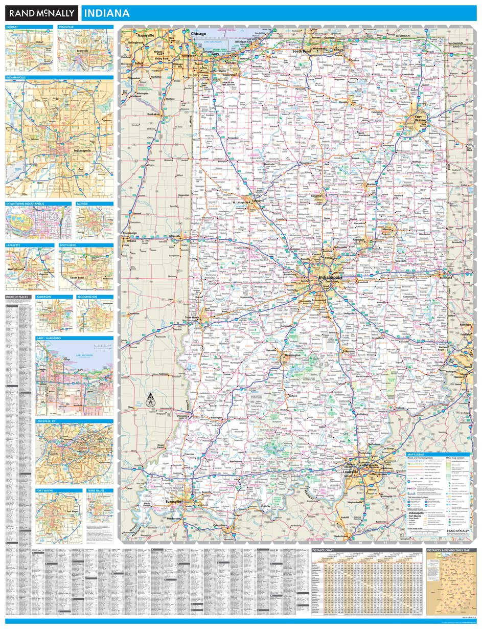 Mildly Indianamap Rand McNally Indiana State Map by Rand McNally Publishing | Avenza Maps